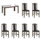 Conjunto Sala De Jantar Mesa Fixa Com 6 Cadeiras Ameixa Negra