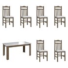 Conjunto Sala De Jantar Mesa Fixa Com 6 Cadeiras Ameixa Negra