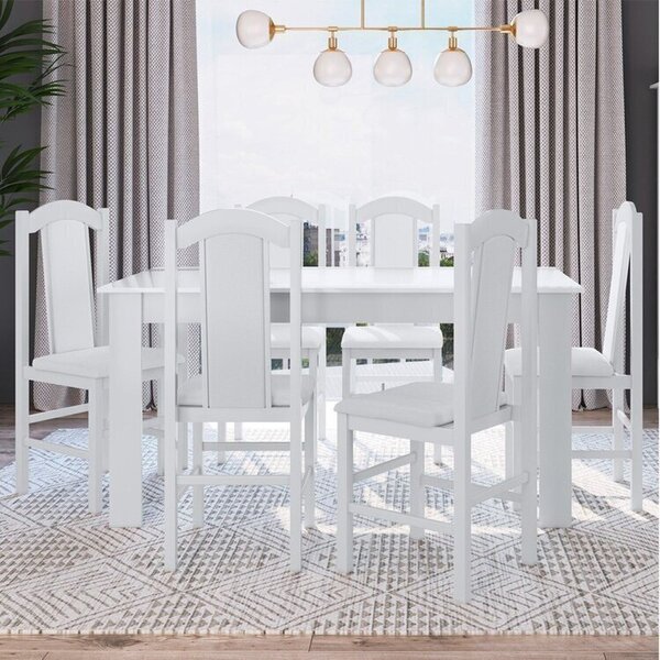 Conjunto Sala De Jantar Mesa Fixa Com 6 Cadeiras Branco