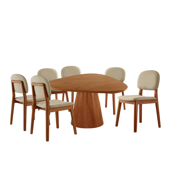 Conjunto Sala De Jantar Mesa Gênova 130cm Tampo Orgânico Lami