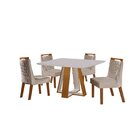Conjunto Sala De Jantar Mesa Grécia 4 Cadeiras Atena Castanho