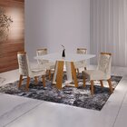 Conjunto Sala De Jantar Mesa Grécia 4 Cadeiras Atena Castanho