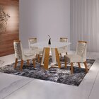 Conjunto Sala De Jantar Mesa Grécia 4 Cadeiras Atena Castanho