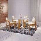 Conjunto Sala De Jantar Mesa Grécia 4 Cadeiras Mônaco Cinamom