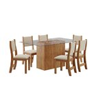 Conjunto Sala De Jantar Mesa Hamburgo Tampo Vidro Com 6 Cadei