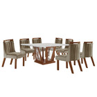 Conjunto Sala De Jantar Mesa Harpa 8 Cadeiras Lottus Tampo Md