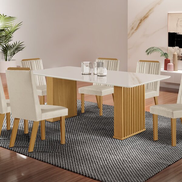 Conjunto Sala De Jantar Mesa Imperatriz 1,80x0,90 Com 06 Cade