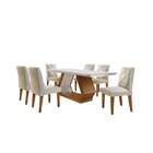 Conjunto Sala De Jantar Mesa Islandia 180x80cm Tampo Vidro/md