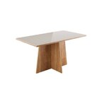 Conjunto Sala De Jantar Mesa Iza 1500 Tampo Vidro Com 6 Cadei