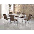 Conjunto Sala De Jantar Mesa Iza New Tampo Mdf/vidro 6 Cadeir