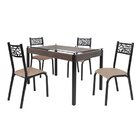 Conjunto Sala De Jantar Mesa Jade 120x75cm Tampo Vidro Com 4