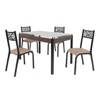 Conjunto Sala De Jantar Mesa Jade 120x75cm Tampo Vidro Com 4