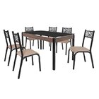Conjunto Sala De Jantar Mesa Jade 140x80cm Tampo Vidro Com 6