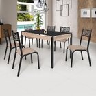 Conjunto Sala De Jantar Mesa Jade 140x80cm Tampo Vidro Com 6