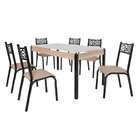 Conjunto Sala De Jantar Mesa Jade 140x80cm Tampo Vidro Com 6