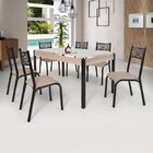 Conjunto Sala De Jantar Mesa Jade 140x80cm Tampo Vidro Com 6