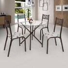 Conjunto Sala De Jantar Mesa Jade 90cm Tampo Vidrocom 4 Cadei