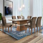 Conjunto Sala De Jantar Mesa Jade Tampo De Vidro E 6 Cadeiras