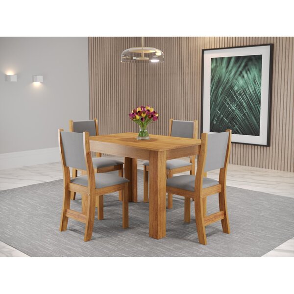 Conjunto Sala De Jantar Mesa Jude Com 4 Cadeiras Sol  Mel/cin