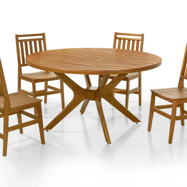 Conjunto Sala De Jantar Mesa Julia C/ 4 Cadeiras Mad Eucalipto