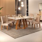 Conjunto Sala De Jantar Mesa Kiara 160cm Tampo Vidro/mdf Com