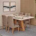 Conjunto Sala De Jantar Mesa Kiara 160x90cm Tampo Vidro/mdf C