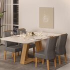 Conjunto Sala De Jantar Mesa Kiara 160x90cm Tampo Vidro/mdf C