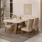 Conjunto Sala De Jantar Mesa Kiara 160x90cm Tampo Vidro/mdf C