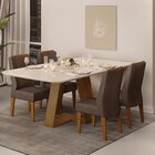 Conjunto Sala De Jantar Mesa Kiara 160x90cm Tampo Vidro/mdf C