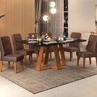 Conjunto Sala De Jantar Mesa Kiara 160x90cm Tampo Vidro/mdf C