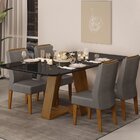 Conjunto Sala De Jantar Mesa Kiara 160x90cm Tampo Vidro/mdf C
