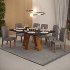 Conjunto Sala De Jantar Mesa Kiara 160x90cm Tampo Vidro/mdf C