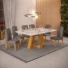 Conjunto Sala De Jantar Mesa Kiara 170cm Tampo Mdf Pintura Qu