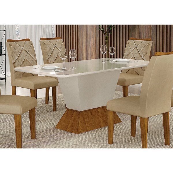 Conjunto Sala De Jantar Mesa Larissa 180cm Com 6 Cadeiras Lar