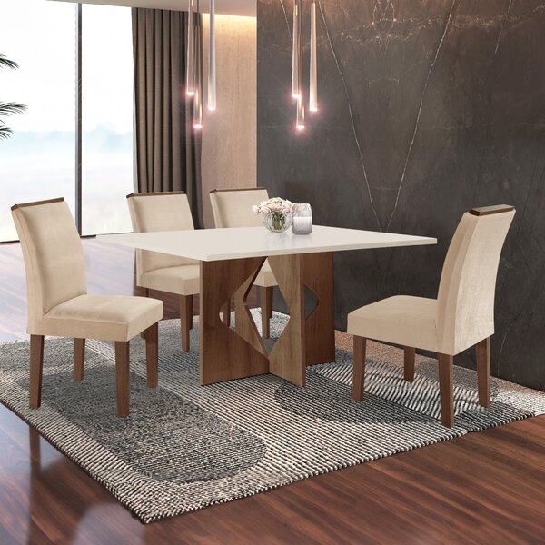 Conjunto Sala De Jantar Mesa Laura Tampo Dakota Plus 120x80cm