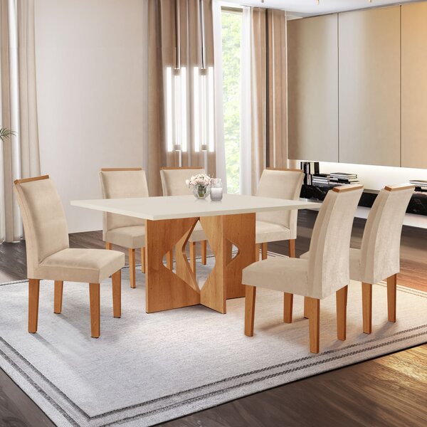 Conjunto Sala De Jantar Mesa Laura Tampo Dakota Plus 160x80cm