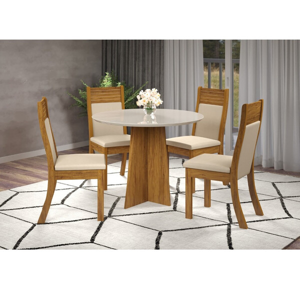 Conjunto Sala De Jantar Mesa Lavinia E 4 Cadeiras Roma Viero