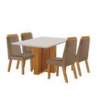 Conjunto Sala De Jantar Mesa Lisboa Com Tampo De Vidro 120cm