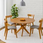 Conjunto Sala De Jantar Mesa Lisboa Madeira Maciça Com 4 Cade