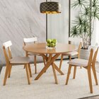 Conjunto Sala De Jantar Mesa Lisboa Madeira Maciça Com 4 Cade