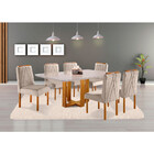 Conjunto Sala De Jantar Mesa Lisy E 6 Cadeiras Safira Móveis