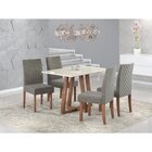 Conjunto Sala De Jantar Mesa Livia 120cm Tampo Vidro/mdf Com