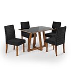 Conjunto Sala De Jantar Mesa Livia 120cm Tampo Vidro/mdf Com