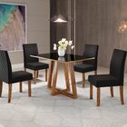 Conjunto Sala De Jantar Mesa Livia 120cm Tampo Vidro/mdf Com