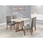 Conjunto Sala De Jantar Mesa Livia 120x80cm Tampo Vidro/mdf C