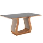 Conjunto Sala De Jantar Mesa Livia 160x80cm Tampo Vidro/mdf C