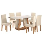 Conjunto Sala De Jantar Mesa Livia 160x80cm Tampo Vidro/mdf C