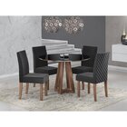 Conjunto Sala De Jantar Mesa Livia Redonda 100x100cm Com 4 Ca