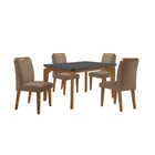Conjunto Sala De Jantar Mesa Liz 120cm Com Vidro Canto Copo E