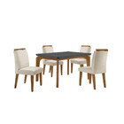 Conjunto Sala De Jantar Mesa Liz 120cm Com Vidro Canto Copo E